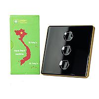 Công tắc cảm ứng BLE Premium 3 Nút hình vuông HUNONIC HNPRE03VD (màu Đen)