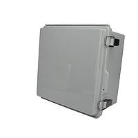 Bud Industries PTQ-11055 NEMA/IP Rated PC+10% Fiberglass Box with Stainless Steel Latch (8.3 X 8.3 X 5.1 In)