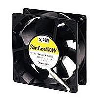 Sanyo Denki 9WG1224H101 Axial DC Axial Fan, 120x120x38mm, 24VDC, 99CFM, Splash Proof, Ribless, Tach, IP55