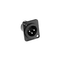 Amphenol Audio AC3MMDZB BULK ຕົວເຊື່ອມຕໍ່ 3 ໂພນ XLR ຜູ້ຊາຍ ຕິດຕັ້ງຢູ່ບ່ອນຕິດຕັ້ງ D Type ຕິດຕໍ່ປັດຈຸບັນ ສີດຳ