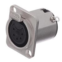 Amphenol Audio AC5FDZ BULK ຕົວເຊື່ອມຕໍ່ 5 ໂພນ XLR ຜູ້ຍິງ ຕິດຕັ້ງຢູ່ບ່ອນຕິດຕັ້ງ D Type ຕິດຕໍ່ທີ່ຜະລິດດ້ວຍເຄື່ອງຈັກ ສີນິເຄວລ໌ສຳເລັດ