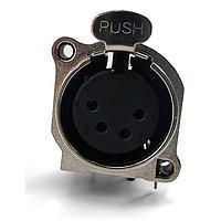 Đầu nối 4 chân XLR cho khung, Đầu đực, Ngang, Gắn PCB, Chân đất riêng Io Audio Technologies IO-XLR4-M-EH