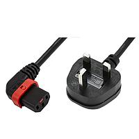 Dây Nguồn AC có Khóa C13+ góc phải, phích cắm UK, H05VV-F, 3x1.00 mm vuông, 2 m, Màu Đen Schaffner IL13P-R-UK1-H05-3100-200