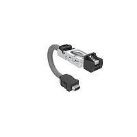 Đầu nối mô-đun / Đầu nối Ethernet cáp, Cat6A, RJ45 công nghiệp, đầu thẳng ra phích cắm ix tiêu chuẩn khóa B, 24AWG, 1.0m, mạ vàng 50u Amphenol Canada DRPC62A009A40
