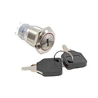 Công tắc khóa chống phá hoại, DPDT, Bật-Bật, Gắn bảng điều khiển, Mặt trước, Bạc, IP65 E-Switch PVK4S22A0SS