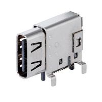 USB Type C Type C, 3.2, Góc phải, Mạ vàng 3u, Gắn bề mặt, 24 chân, T&R Same Sky (formerly CUI Devices) UJ32-C-R-G-SMT-P24-TR