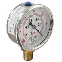 Dwyer SGZ-D10122N Dual Scale Pressure Gauge, 1,000 psi/bar, ± 1.5% Accuracy, Liquid-Filled (2.5 in, 0 inHg, Bottom)