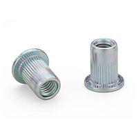 ATLAS AEFKS-M6-5.5ZI Rivet Nut Atlas Rivet Nut, Atlas FM, AEFK, Flat Head Knurled Round Body, Open End, Steel, Thread Size - M6,