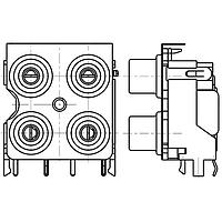 Switchcraft PJRAS2X2S01AUX RCA Phono Connectors 4 POS RA PHONO JACK