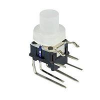 Same Sky (formerly CUI Devices) TS28-63-63-G-260-RA-D タクタイルスイッチ 6.8 x 6 mm、アクチュエータ高さ 2.5 mm、260 gf、直角、スルーホール、SPST、グリーン