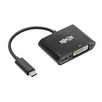 Tripp Lite U444-06N-DB-C USB Type-C ເປັນ DVI, PD ຊາຣະຈັກ Tripp Lite USB C ເປັນ DVI Adapter ມີ PD ຊາຣະຈັກ 1080p ສີດຳ
