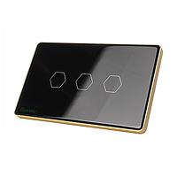 Công tắc cảm ứng WiFi 3 Nút hình chữ nhật HUNONIC HN03SCD (Màu đen)
