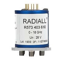 Radiall R573402610 同軸スイッチ SP6T Ramses SMA 18GHz 通常開 12Vdc 正極共通ピン端子
