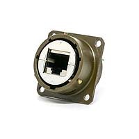 Đầu nối RJ tròn có mặt bích chống thấm PC, đầu nhận RJ45 màu xanh lá Amphenol Socapex RJF2SA5G