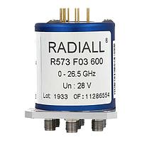 Radiall R573F03640 동축 스위치 SP6T Ramses SMA 26.5GHz 보통 열림 28Vdc 양극 공통 다이오드 핀 단자