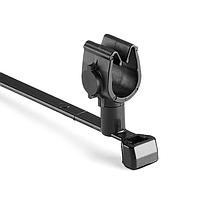 HellermannTyton 156-01785 Standard Cable Ties MOC Clip, 8 mm Transverse, Assembled to T50SMVC Swivel Tie, PA66HIRHSUV, Black, 1000/ctn