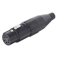 Amphenol Audio AC5FBJ ຕົວເຊື່ອມສາຍສະເພາະ 5 ໂພນ XLR ຕົວເຊື່ອມສາຍຍິງ ຕິດຕໍ່ດ້ວຍການຂັດຄົວ ສີດຳ