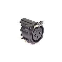 Amphenol Audio AC3FAH-AU-PRE ຕົວເຊື່ອມຕໍ່ 3 ໂພນ XLR ຜູ້ຍິງ ຕິດຕັ້ງບ້ານ A ປະເພດ ຕິດຕໍ່ທອງ ສີດຳ ຕັ້ງຢູ່ພາຍໃນ PCB ທົງແກ້ວ