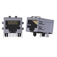Jack từ RJ45 10/100/1000 Base-T 1x1 góc phải lỗ xuyên ổn định Abracon ARJM11A1-502-NN-EW2