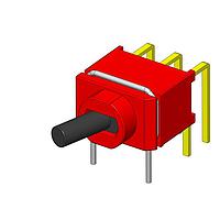 Công tắc gạt DPDT BẬT-BẬT góc phải chân cắm PCB Dailywell 2UD1T1A01M6RES
