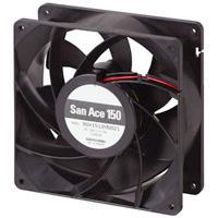 Sanyo Denki 9GV1524M5011 Axial DC Axial Fan, 150x150x50mm, 24VDC, Guide Vane, Ribless, Tachometer