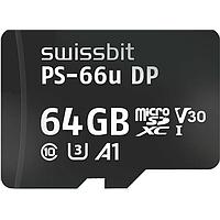 Thẻ nhớ Secure microSD Card PS-66u DP độ bền cao 64 GB, Flash 3D PSLC -40C đến +85C Swissbit SFSD064GN1PT1MT-I-7G-02P-SW4