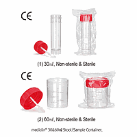 Hộp đựng mẫu phân/mẫu y tế, có nắp vặn PP & thìa, toàn bộ PP, 60/10㎖, Φ43×h55mm, tiệt trùng Daihan medical DM.Con3036