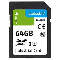 Thẻ SD Công nghiệp, S-58, 64 GB, Flash 3D PSLC, -40°C đến +85°C Swissbit SFSD064GL1AM1MT-I-ZK-21P-STD