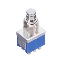 Công tắc nhấn kín 3PDT, ON-(ON), bushing ren 15/32"-32, đầu hàn lug, 6A @ 125V AC Nidec Components 8Y3021-Z