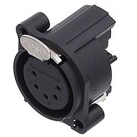 Amphenol Audio AC5FAH-AU-B ຕົວເຊື່ອມຕໍ່ 5 ໂພນ XLR ຜູ້ຍິງ ຕິດຕັ້ງບ້ອງຫຼັງ AType ຕິດຕັ້ງ PCB ແບບຮອງຮັບ ສີດຳ