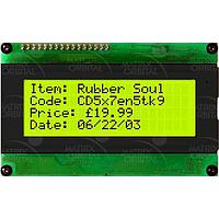 Matrix Orbital LCD2041-VPT-E ຈໍສະແດງຕົວອັກສອນ LCD 20x4 ຂໍ້ຄວາມສີດຳ, ພື້ນຫຼັງສີເຫຼືອງ/ຂຽວ, ກວ້າງແຮງແລະອຸນຫະພູມ Ext