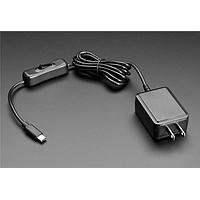 Nguồn điện treo tường cố định với phích cắm dọc và USB C - Đầu ra 5V 3A kèm công tắc Adafruit 5801