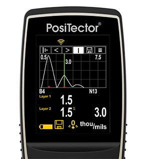 PosiTector 200 B3 hiển thị kết quả đo đa lớp