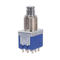 Nidec Components 8Y3011-Z シールド3PDT、ON-ON、プッシュボタン、15/32"-32ねじ込みブッシング、はんだ付けラグ端子、6A @ 125V AC