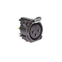 Đầu nối 3 chân XLR cái gắn bảng điều khiển loại A tiếp điểm mạ vàng hoàn thiện đen dọc PCB Amphenol Audio AC3FAV1-AU-PRE