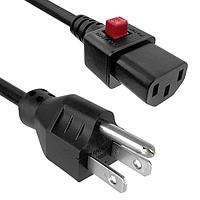 Qualtek Electronics 512011-01 AC電源コード NEMA 5-15P から Q-Secure ロッキング IEC 60320 C13、14AWG / 3芯、SJTW、105℃、36インチ、ブラック、125VAC 15A