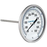 Cole parmer EW-90590-74 Industrial Silicone-Filled Bimetal Thermometer (10~290°C; 12”Stem; 5"Dial)