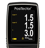 PosiTector 200 B1 hiển thị kết quả đo trong chế độ bộ nhớ