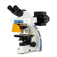Euromex OX.3235/470 Trinocular Oxion microscope for fluorescence (HWF 10x/22 mm, 4/10/S40/S100x, 470 nm LED)
