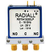 Radiall R570412000LP 同軸スイッチ SPDT Ramses 低PIM SMA 18GHz フェイルセーフ 12Vdc ピン端子