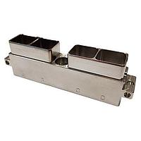 Amphenol Air LB France SIM2D82V ຕູ້ຕໍ່ເຊື່ອມແບບມົດູລາ - ຕູ້ຕໍ່ເຊື່ອມທີ່ມີການກົດດຶງປົກກະຕິມີເຫັນດ້ວຍແຜ່ນເຫຼັກປົກກະຕິ - 4 ມົດູລ, ສີຂີ້ເຂົ້າຂອງກາດດິ້ມບໍ່ມີການປະຈຸບັນທິພາບ