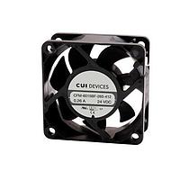 Quạt trục DC trục 60 mm vuông 25 mm 24 Vdc bi 6500 RPM 31.13 CFM TSPWM Same Sky (formerly CUI Devices) CFM-6025BF-265-408-22
