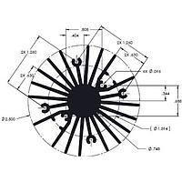 Wakefield Thermal 19755-XL-AB W/O ANO LED用ラジアルフィンヒートシンク、8インチフィン、ブラックアルマイトなし