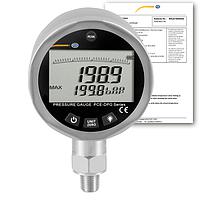 PCE DPG 200-ICA 圧力計 (0~2900 psi, 0~200 bar; ISO Calibration Certificate)