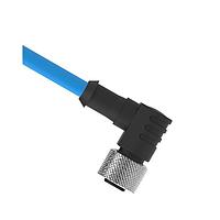 Banner Engineering MQD9-415RA Sensor Cables / Actuator Cables Cordset: Single Ended M12; 4-pin Right-Angle Female; 5 m (16.4 ft) 2x20 PVC Blue; Nickel-Plated Brass Coupling Nut