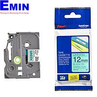 인쇄 라벨 BROTHER TZE-731 12mm 검정색 글자, 녹색 배경