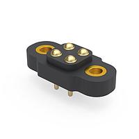 Mill-Max 847-22-004-10-011101 Spring-Loaded 4 Pin 4mmPitch DoubleRow TH Omniball Spring-Loaded Con, w 4-40 ThrIns