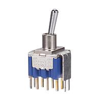 Nidec Components 8GA2012-Z 세척 가능 토글 스위치 DPDT, ON-ON, 10.5mm 토글, 7.1mm 매끄러운 부싱, 브래킷 포함 직선 PC 단자, 6A @ 125V AC, 세척 가능