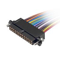 Bộ Dây Cáp Hình Chữ Nhật Datamate J-Tek, Đầu Nữ Đơn, bọc keo với thành keo 5mm, vít lục giác có rãnh nổi, cáp đa màu 22 AWG, dài 915mm, 13+13 tiếp điểm Harwin M80-FE12668F1-0915L