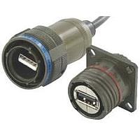 Amphenol Socapex USBFTV7PEM2G USB Type A Connectors USB Fld Jnut RcptMtl Bkshll Grn Sldr Brd